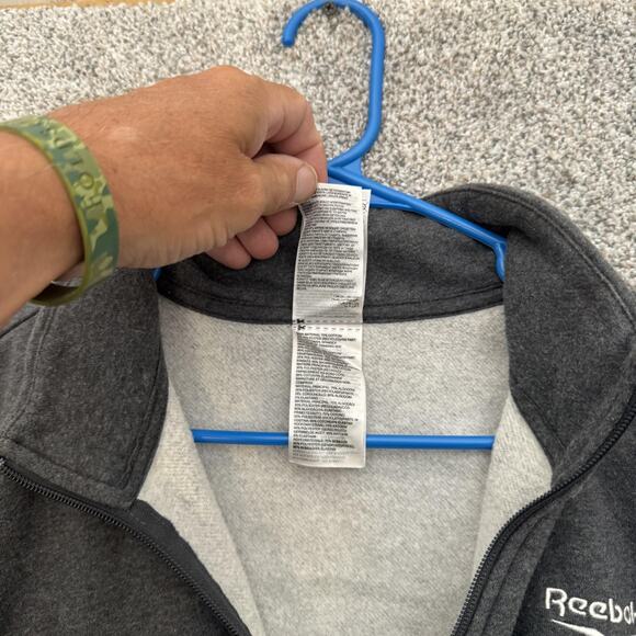 Reebok Pullover Mens XL Gray Quarter Zip Fleece Sweatshirt Athletic Training - Picture 7 of 11
